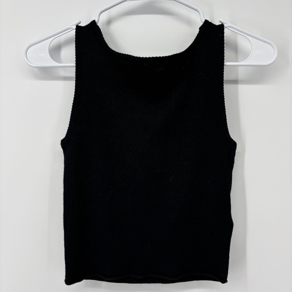 Song Of Style Black Cropped Tank Women's XS Ribbed